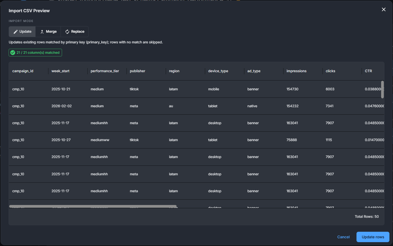 Image showing the bulk csv import modal