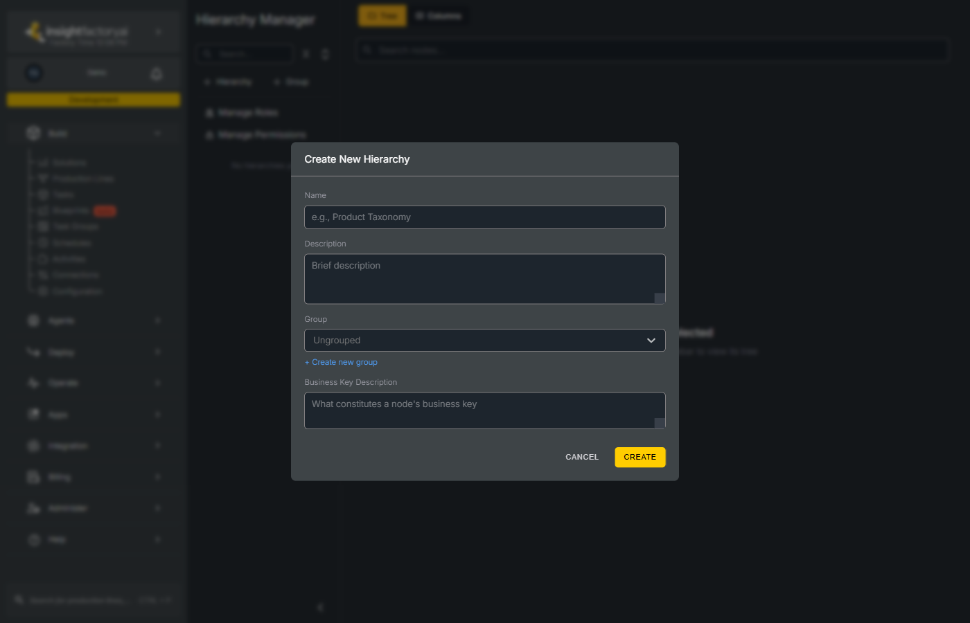 Create New Hierarchy dialog