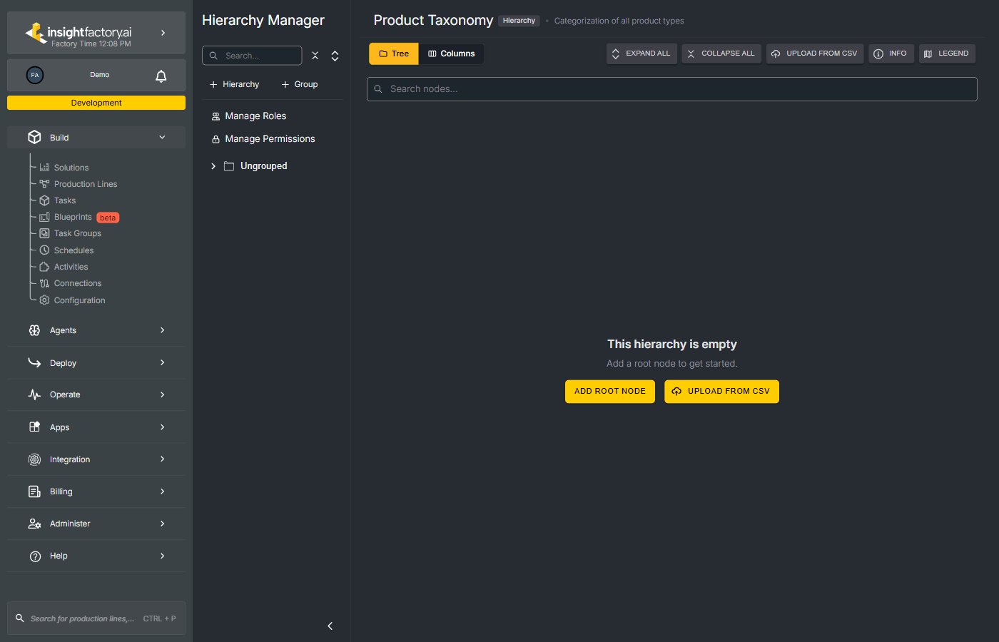 Empty hierarchy state