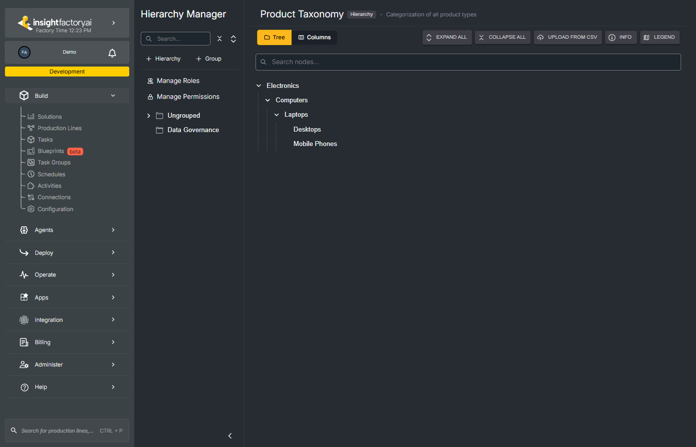 Hierarchy Manager main interface