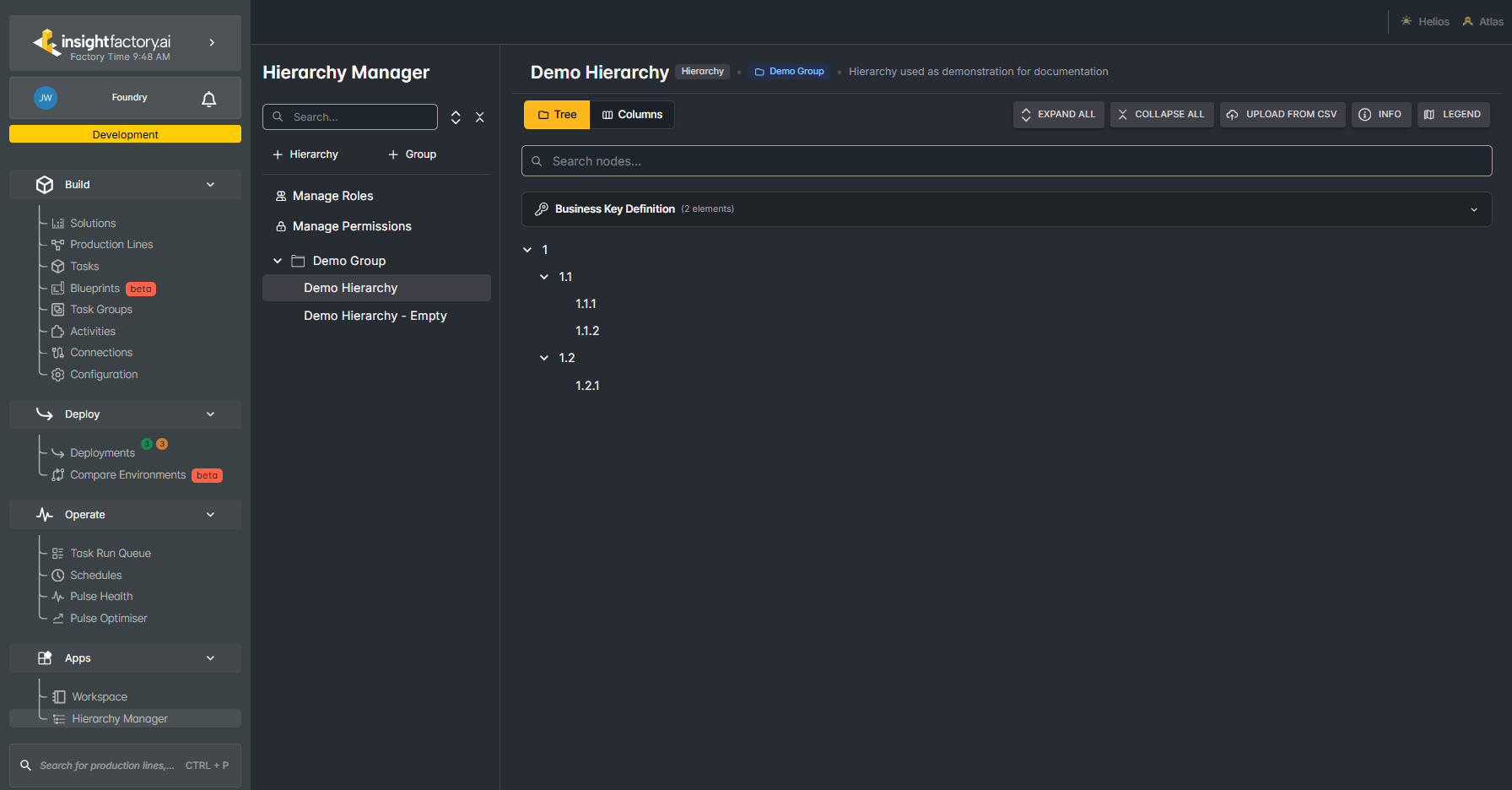 Hierarchy Manager main interface
