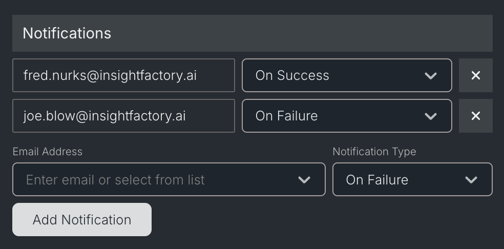 Notifications form