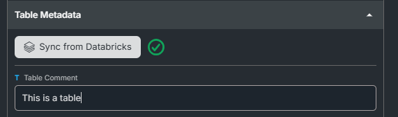 Table Comment field